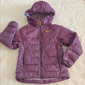 REI 2tone Lavender Hooded Puffer Jacket SZ 6-7